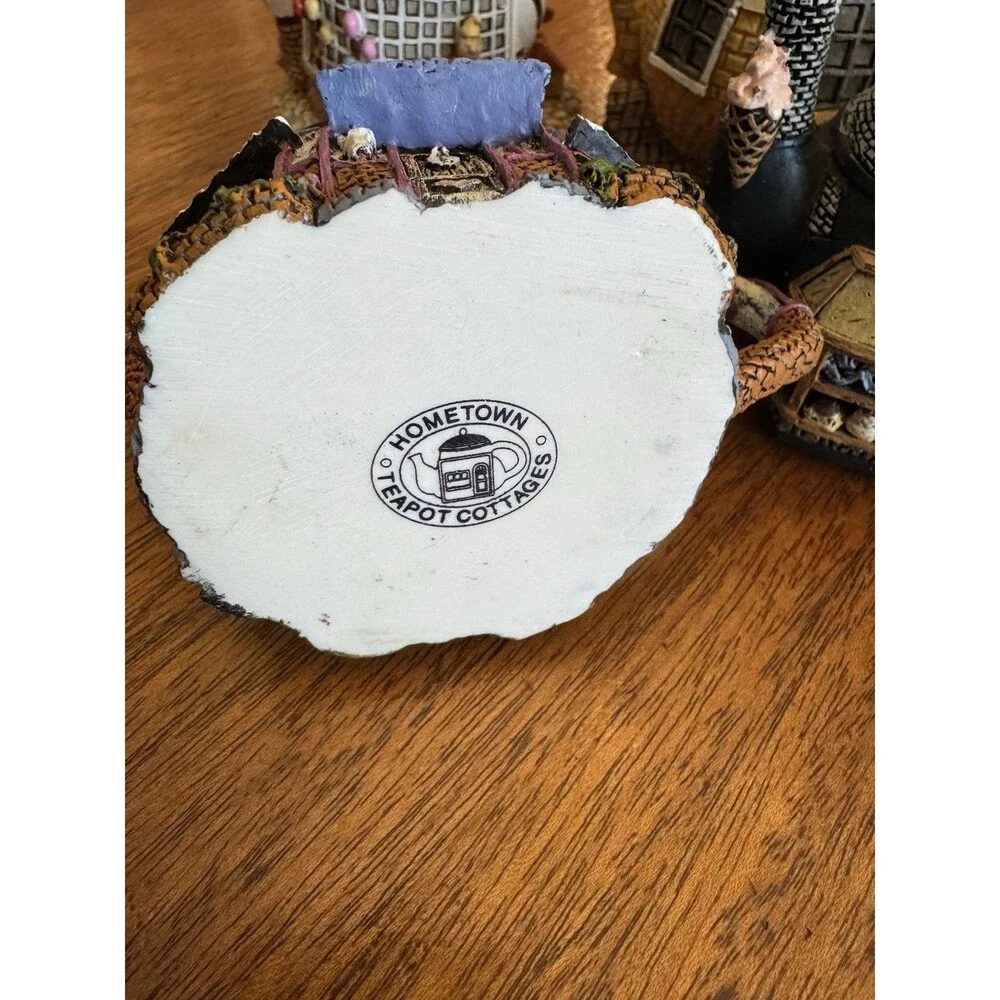 Hometown Teapot Cottages Lot of 5 Teapot Trinket Boxes Hardware Ice Cream Antiqu